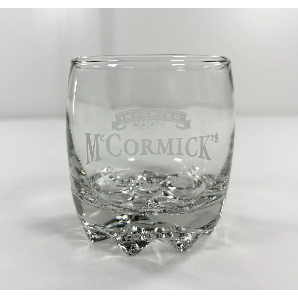 Set of 5 Vintage McCormick's Imported Irish‎ Whiskey Rocks Glasses Bubble Base